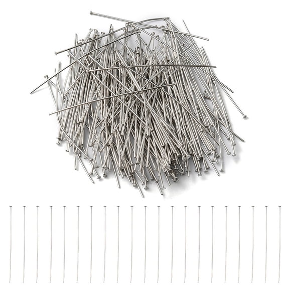 180pc 304 Stainless Steel Flat Head Pins Stainless Steel Color 21 Gauge 50x0.7mm Head: 1.5mm Material 304 Stainless Steel