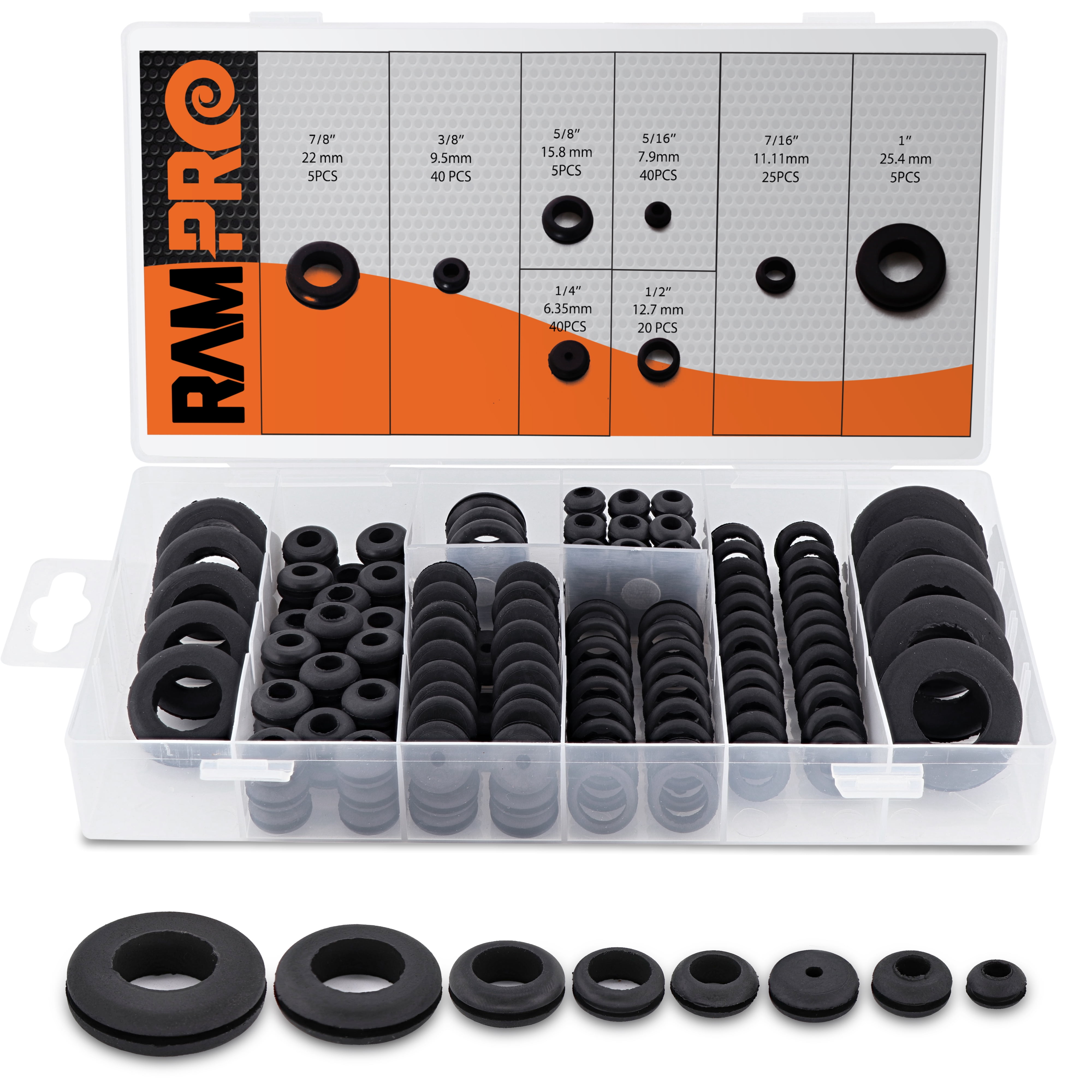 180pc 8 Sizes Rubber Grommet Kit Includes Rubber Grommets for Wiring