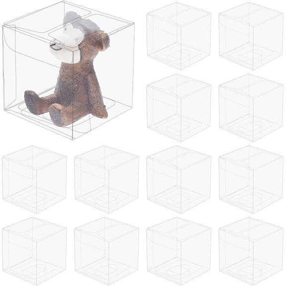 180pcs 1.97x1.97x1.97 Inch Clear Cube Wedding Favour Boxes with Protective Film PVC Transparent Cube Gift Boxes for Jewelry Storage Display Candy Chocolate Cake Balloon