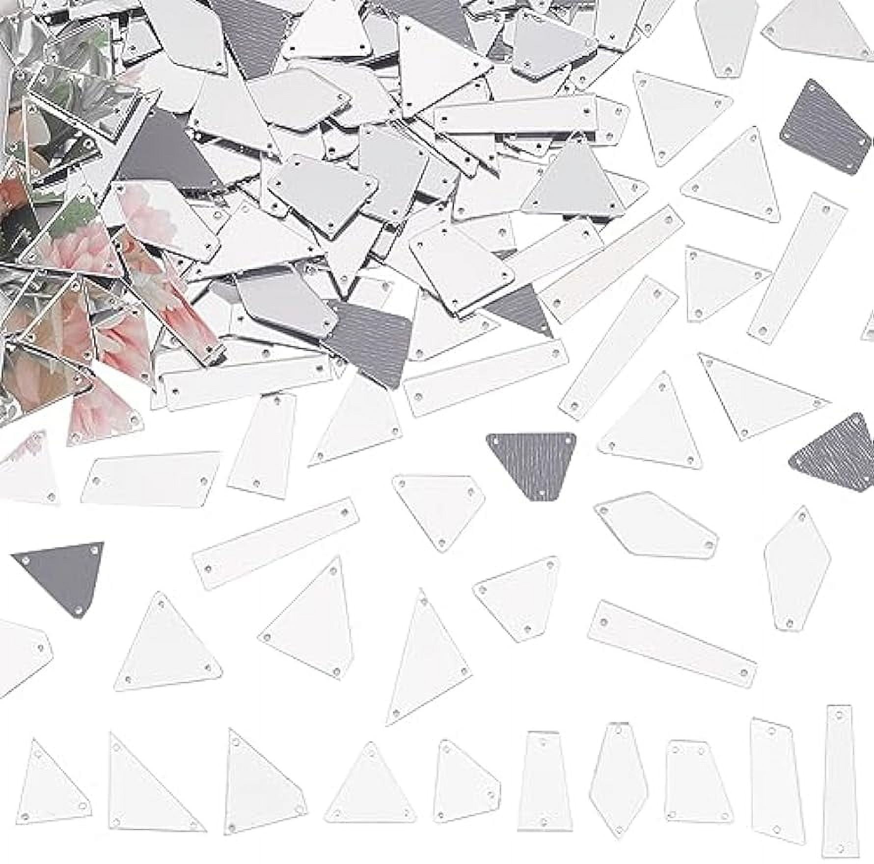 180pcs 10 Styles Sew on Mirrors Flat Back Acrylic Sewon Stone Irregular Mirror Loose Beads DIY