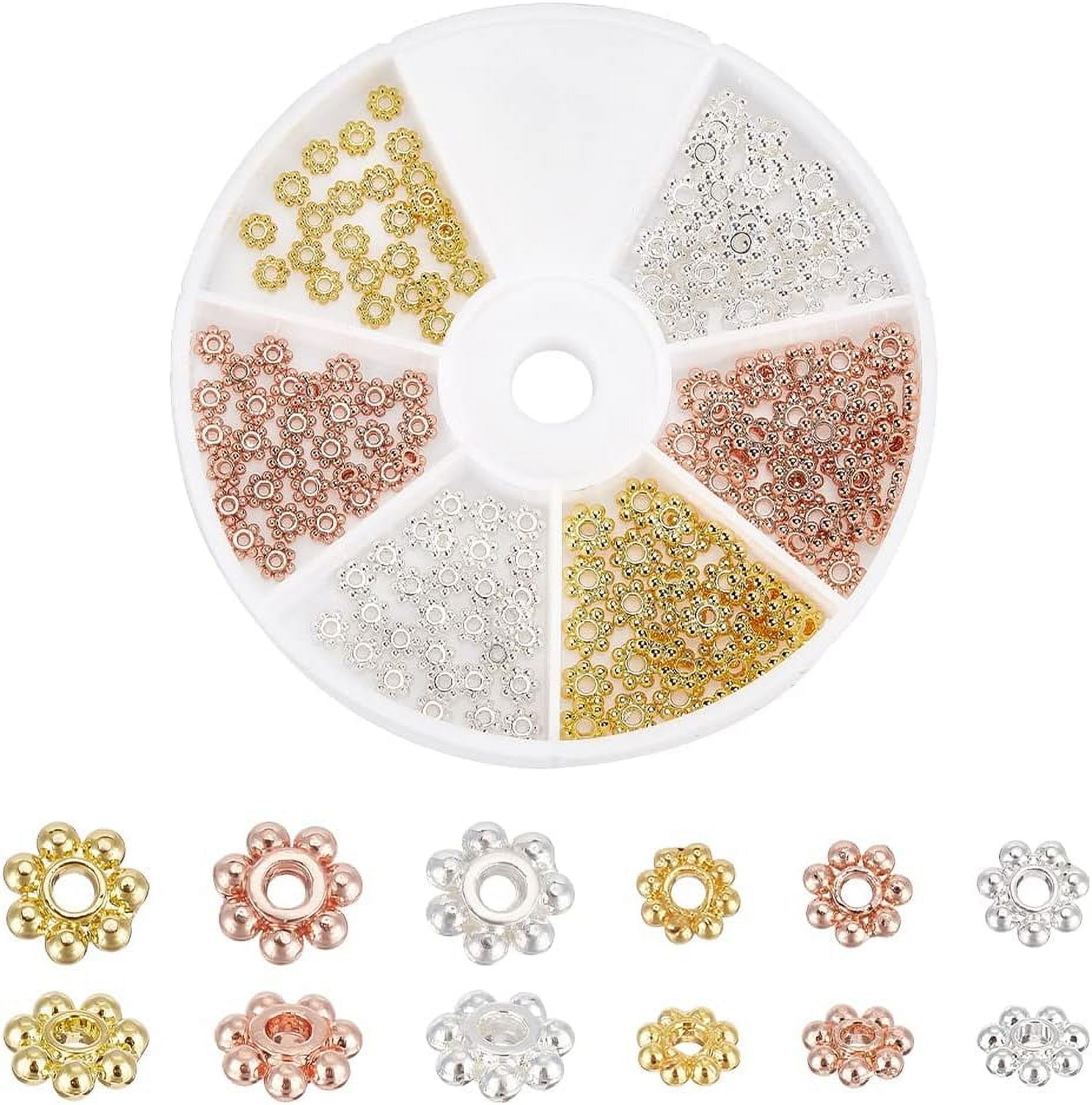 CREATCABIN 180Pcs 18K Gold Plated Flower Spacer Beads – 4.8mm, 1.2mm Hole, For DIY Jewelry Making