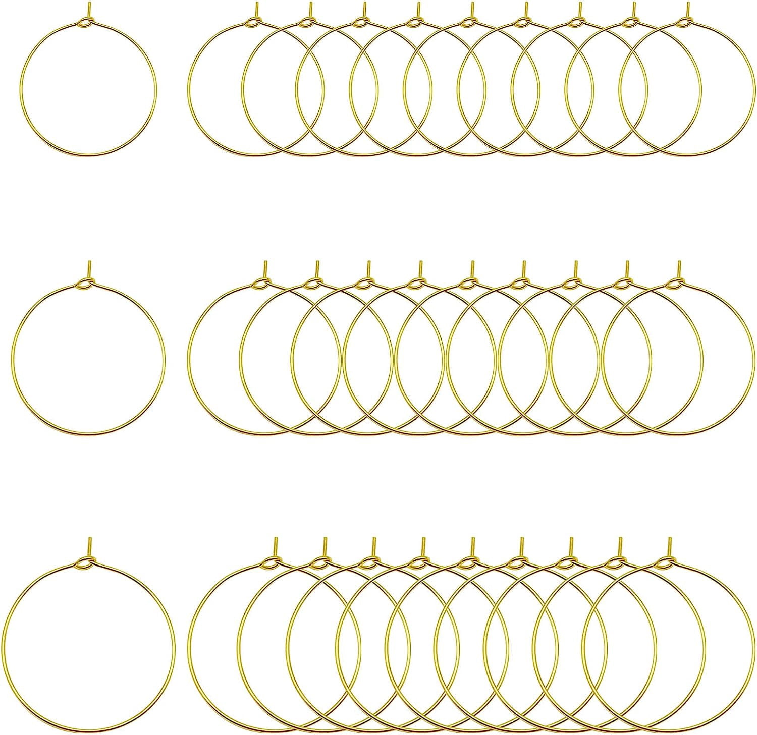 TOAOB 100pcs 25mm Gold Wine Glass Charm Rings - Open Hoops For DIY Party Favors & Earrings