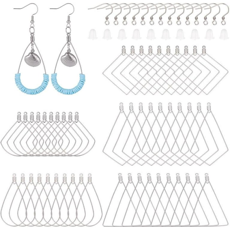 180pcs 5 Types Hypoallergenic Hollow Hoop Earring Stainless Steel Earring Hooks with Wire Pendants and Plastic Ear Nuts for DIY Earrings Jewelry Making Stainless Steel Color Walmart