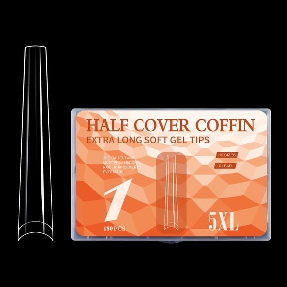 180pcs 5XL Long Clear Full Covers Nails Tips for Professional Salon Nails Art Fashionable Manicure Nails Accessories