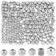 thumbnail image 1 of 180pcs 6 Styles Round Spacer Beads Stainless Steel Eurapean Beads Textured Rondelle Cube Round Metal Beads Small Loose Beads Set for DIY Jewelry Making Crafts Hole: 1.2-2.8mm, 1 of 7