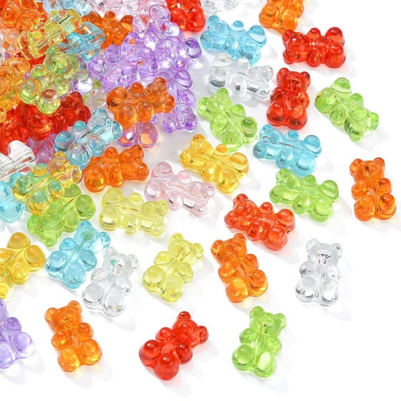 180pcs 9 colors Transparent Acrylic Beads Bear Mixed color 18.5x12x7.6mm Hole: 1.6mm 20pcs/color 1bag
