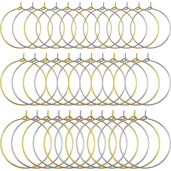 180pcs Beading Hoop Rings,Wine Glass Rings Earring Beading Hoops Round Wine Glass Hoops Rings for Christmas Halloween Thanksgiving Party Favor Decorations Jewelry Making Craft Art DIY(K Gold,White K)
