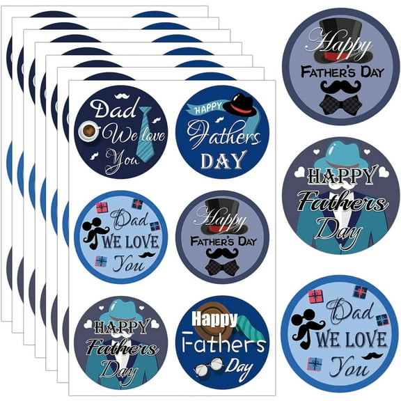 180pcs Happy Father's Day Stickers 2 inch Best Dad Labels Dad Father's Day Gift Tags