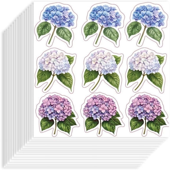 180pcs Hydrangea Stickers 3.54x3.54 inch Self-Adhesive Paper Decorative Stickers Waterproof Flower Planner Sticker for Scrapbook Calendar Journals Crafting Party Gift Bag Decor diy