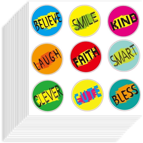 180pcs Inspirational Word Stickers 3.5x3.5 inch Self-Adhesive Paper Decorative Stickers Waterproof Believe Clever Text Sticker for Scrapbook Calendar Party Gift Bag Decor