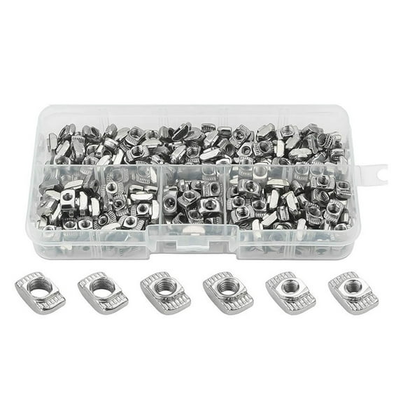 180pcs T Nuts, T Slot Nut Hammer Head Fastener Nut Assortment Kit for Aluminum Profile
