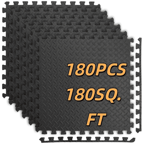 180pcs of Thick Foam Flooring Tiles - Measuring 11.8X11.8 Inches, Designed to Be Non-Slip And Waterproof, Ideal for Home Gyms, Yoga Sessions, And Weightlifting Activities