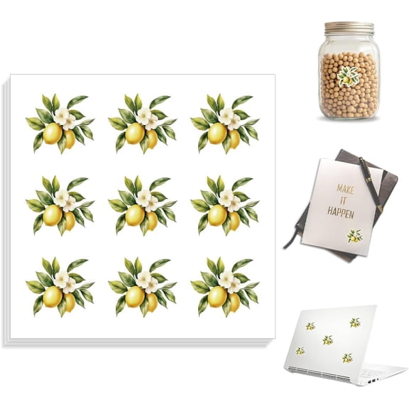 180pcs Waterproof Self-Adhesive Stickers 0.94 x 0.83 Inch Lemon for Scrapbooking Planner Calendar Journaling Gift Decor Classroom Rewards Laptop Fun Vinyl Stickers for Students Adult