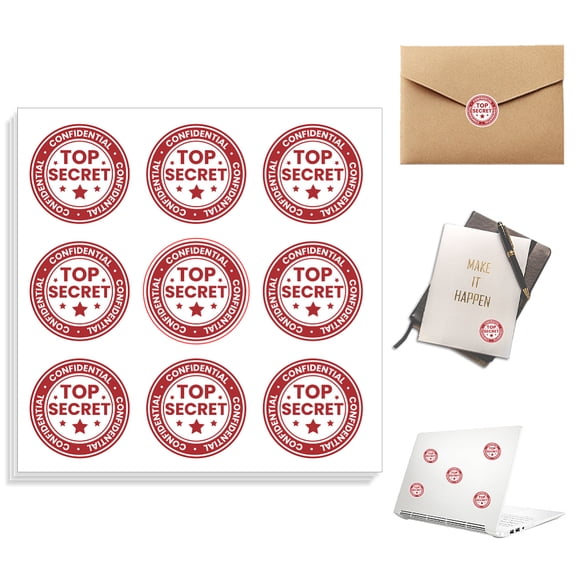180pcs Waterproof Self-Adhesive Stickers 1 x 1 Inch Top Secret for Files Important Papers Planner Calendar Envelope Seals Decor