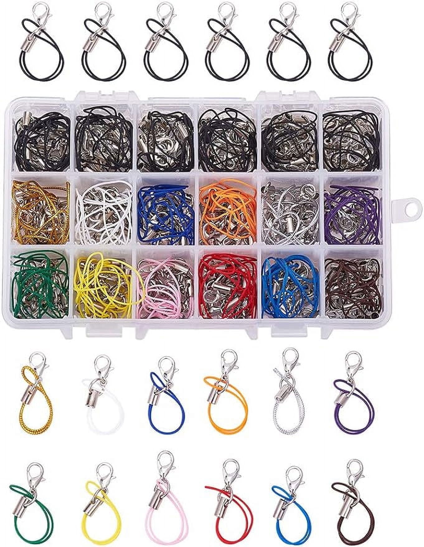 BWESOO 10 Pcs Silver Tone Black Lanyard Cell Phone Charm