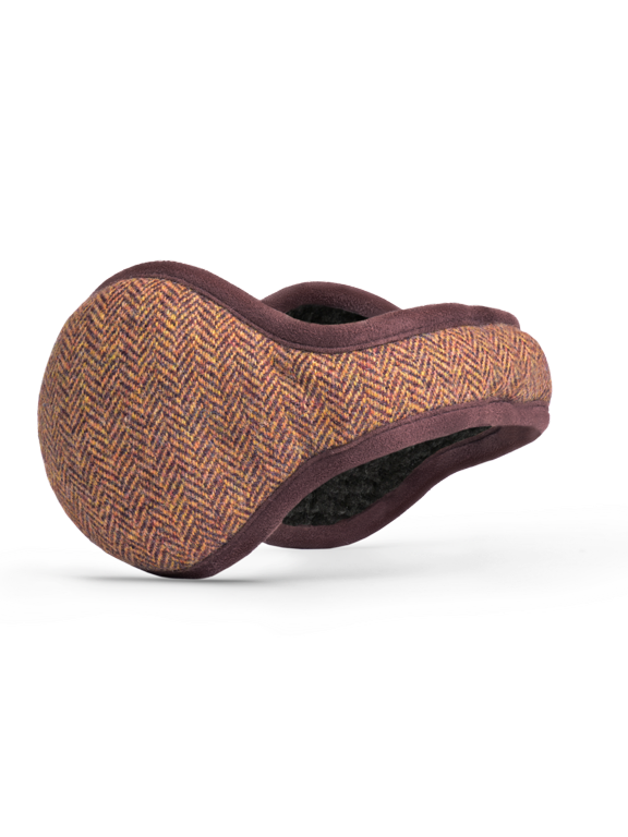 American Wool Brown Herringbone Ear Warmers