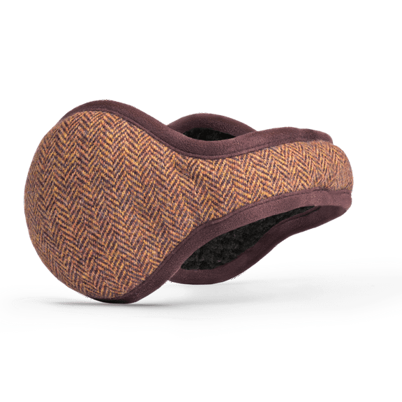 180s American Wool Brown Herringbone Ear Warmers