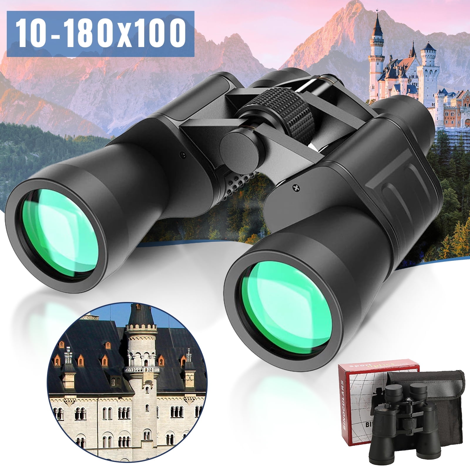 180x100 Binoculars for Adults,Waterproof HD Binoculars with Low Light Night Vision, Clear FMC BAK4 Prism Lens, Telescopes for Hunting Birds Watching Traveling Stargazing Skyscope Outdoor Sport