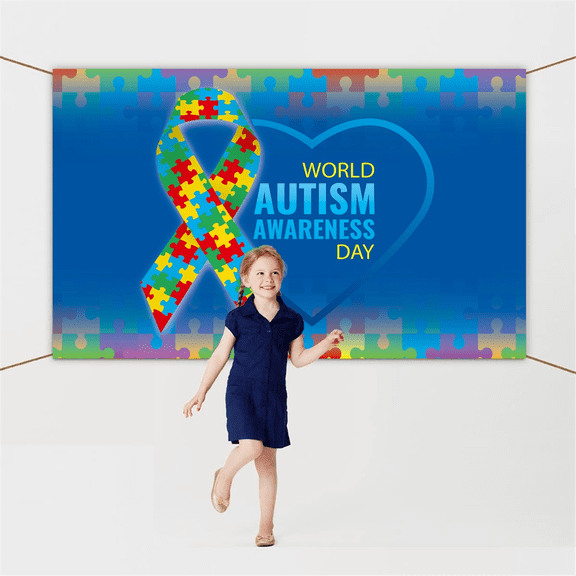 180x115cm Photography Background Fabric World Autism Day Banner Jigsaw Decoration Background Fabrics