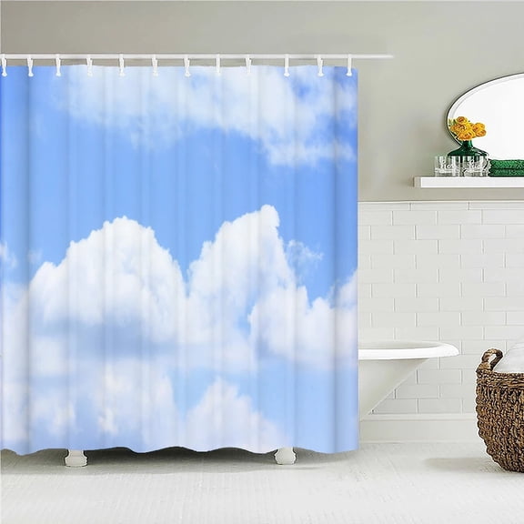 180x180CM Blue sky Clouds Sunny Nature Scenery 3D Printing Shower Curtain with Waterproof Fabric Home Bathroom Curtains