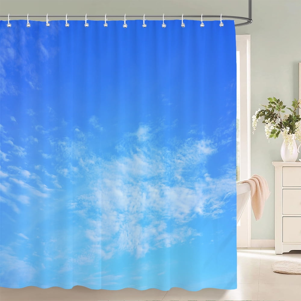 180x180CM Blue sky Clouds Sunny Nature Scenery 3D Printing Shower