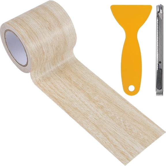180x2.24 PapayaWhip Wood Grain Repair Tape Durable Adhesive Multi Use Repair PE Imitation Wooden Patch Utility Scraper Tool Sets