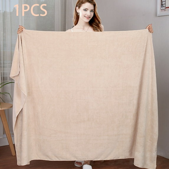 180x200cm Large size thickening beauty salons Bath towels quick drying are soft skin friendly non shedding hotel massage towels (Light brown,180X200CM)