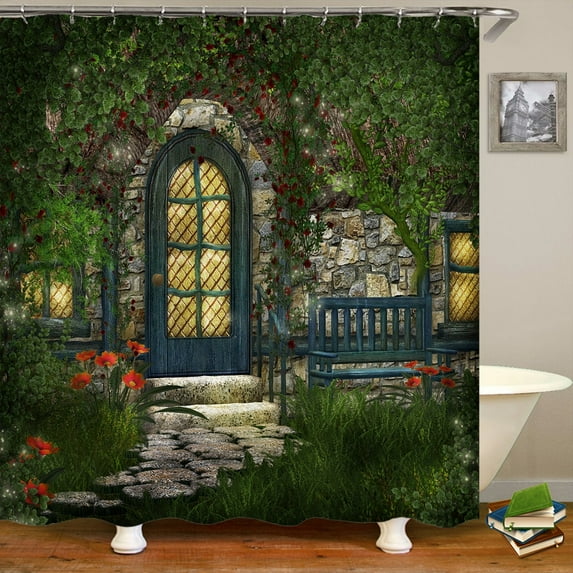 180x200cm bathroom curtain 3D fantasy forest Scenery printing shower curtain waterproof polyester home decoration with hook