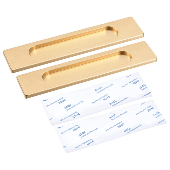 180x40x5.7mm Rectangle Finger Flush Pull Handle with Sticker Anodizing Matte Gold 2 Pack