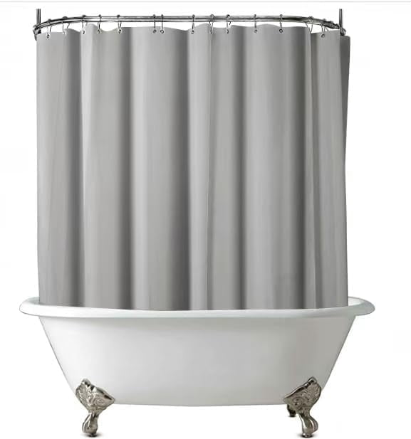 180x60 Inch Grey Shower Liner Clawfoot Tub Shower Curtain All Warp Around Extra Wide 36 Metal Hooks Vinyl Bath Curtain for Clawfoot Stand Up Tub Bathroom PEVA Waterproof