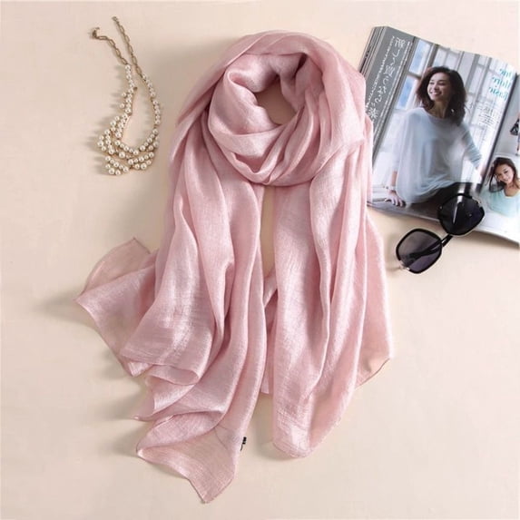 180x85cm Bandanas Foulard Women Plain Scarf Pure Color Female Sunscreen Shawl Plus Size Hijab PINK