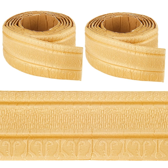 181.1x3.15In Molding Peel and Stick Wallpaper Border Retro Gold Wood Grain Self Adhesive Flexible 3D Baseboard Trim Vintage Mirror Sticky Wall Edging