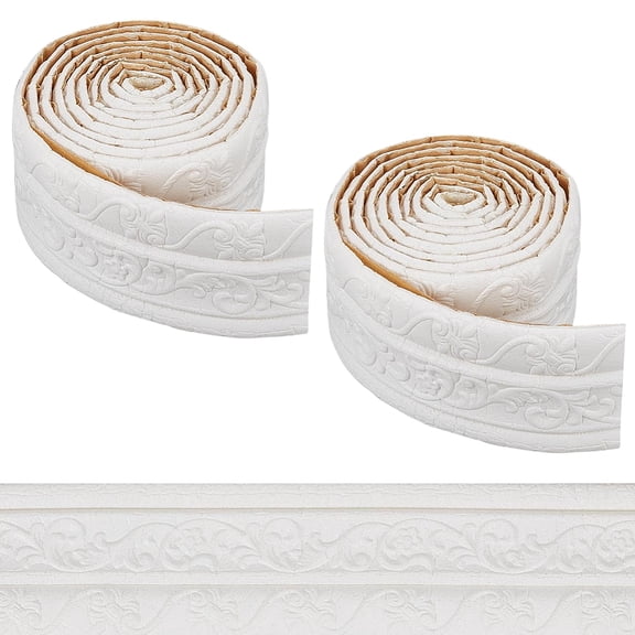 181.1x3.15In Molding Trim White Vintage Peel and Sick Self Adhesive Flexible Wallpaper Border 3D Printing Wall Edging Foam