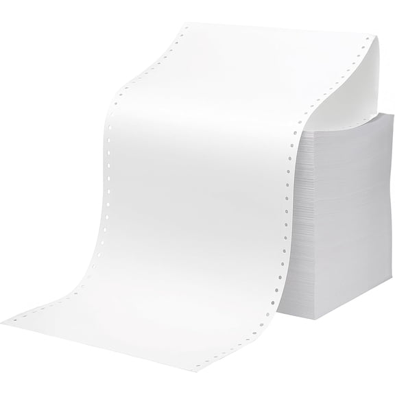 181, Dot Matrix Computer Paper 9-1/2'' x 11'' White, 1/2 Marginal Perfs. 15# 1 Part, 3300/Carton$$Office
