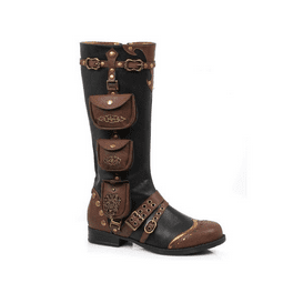 Womens Steampunk Boots with Pouch in Black size 6 Leather by Medieval Collectibles Walmart