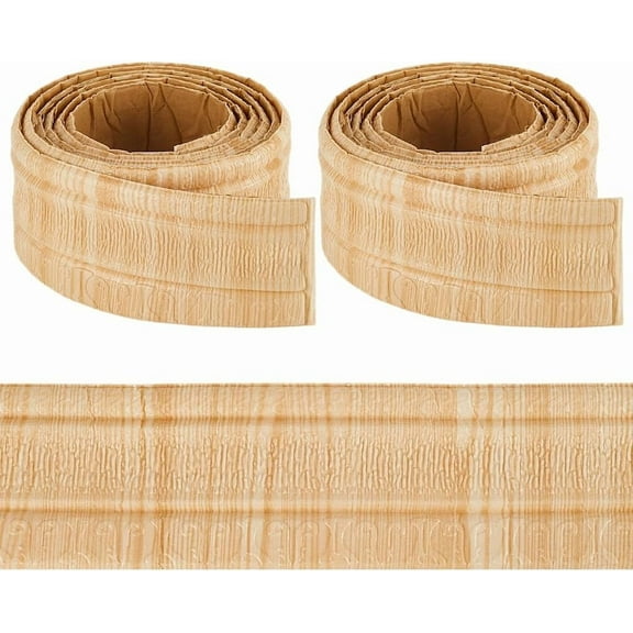 181 x 3.14in Peel and Stick Wallpaper Border Crown Molding Navajo White Wood Grain Self Adhesive Flexible 3D Baseboard Trim Mirror Sticky Wall Edging Base Lines Foam for Hotel Home DIY Decor