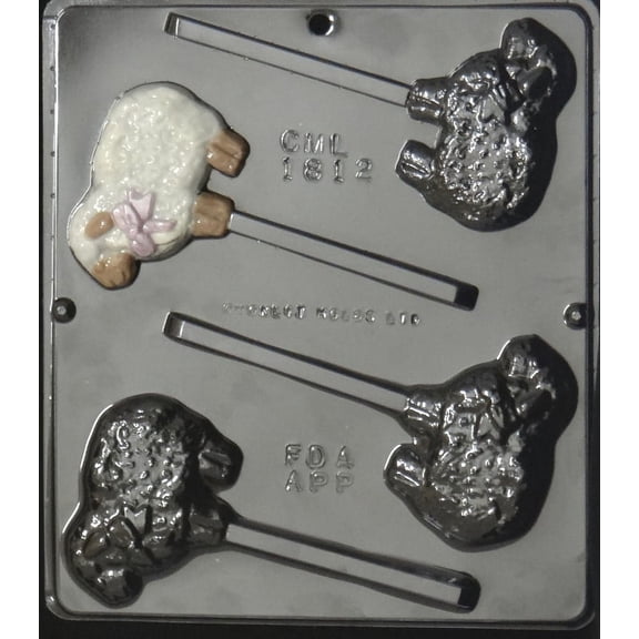 1812 Lamb with Bow Lollipop Chocolate Candy Mold