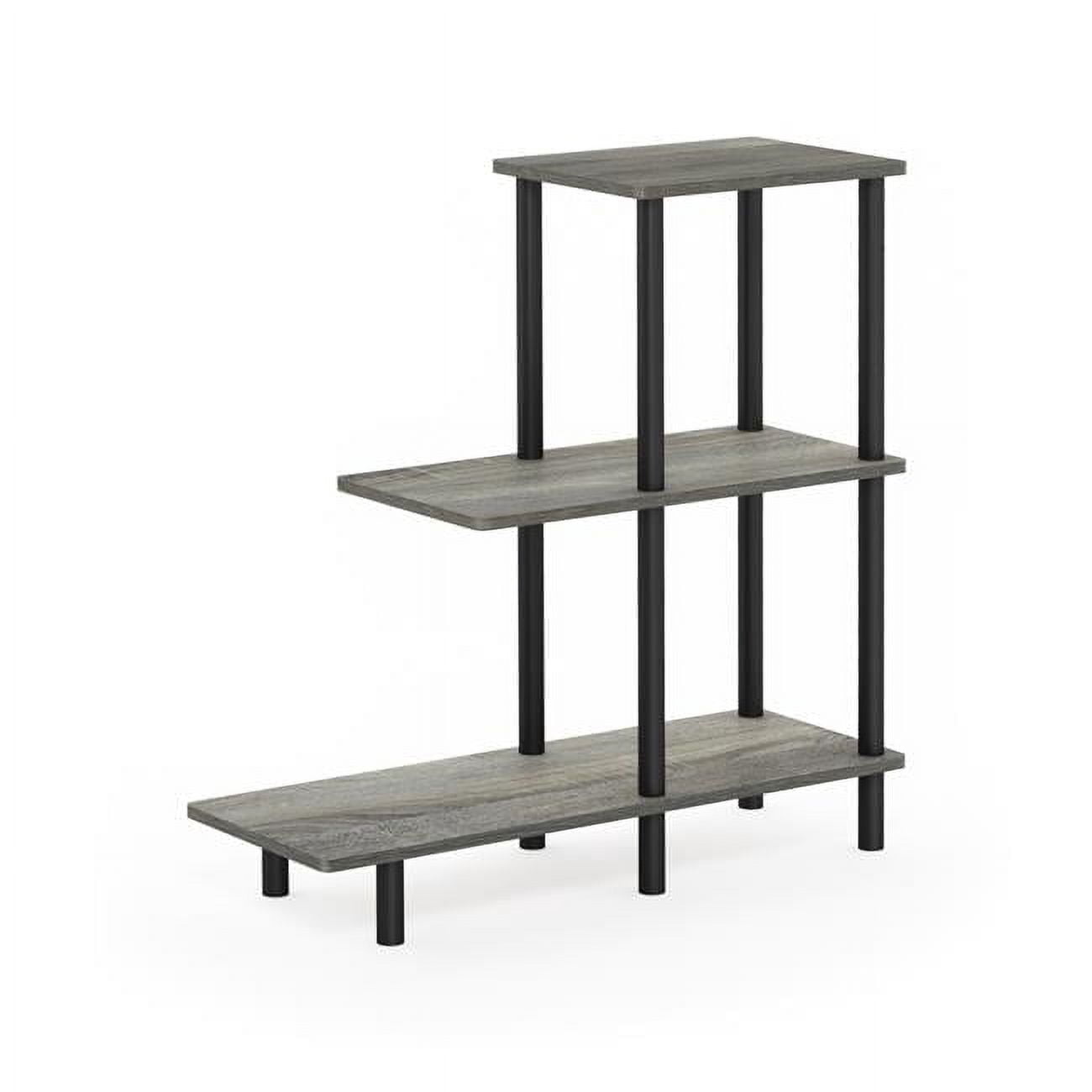 18128GYW-BK Turn-N-Tube 3-Tier Sofa Side Table Tall, French Oak Grey & Black - 31.5 x 25.63 x 11.61 in.