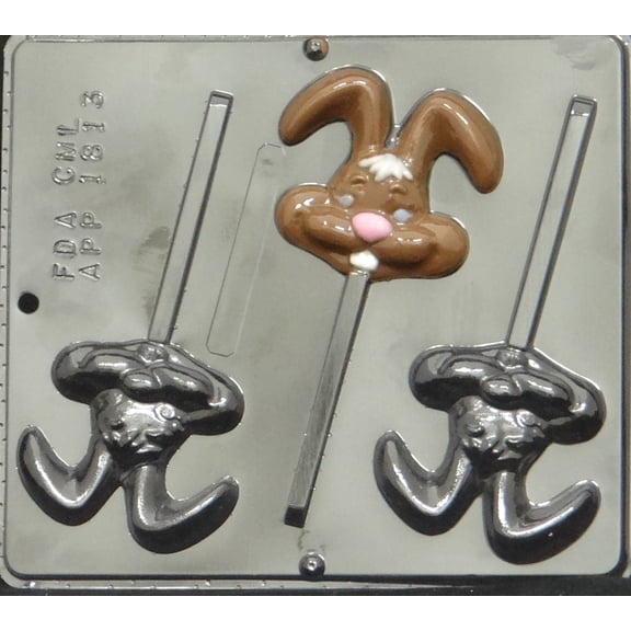 1813 Funny Rabbit Lollipop Chocolate Candy Mold