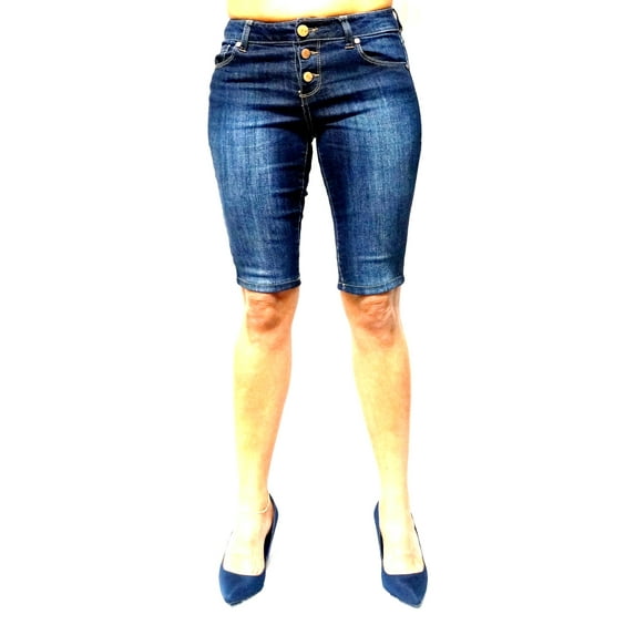 1822 Denim Juniors Women's Blue Denim Jeans Skinny Bermuda Shorts