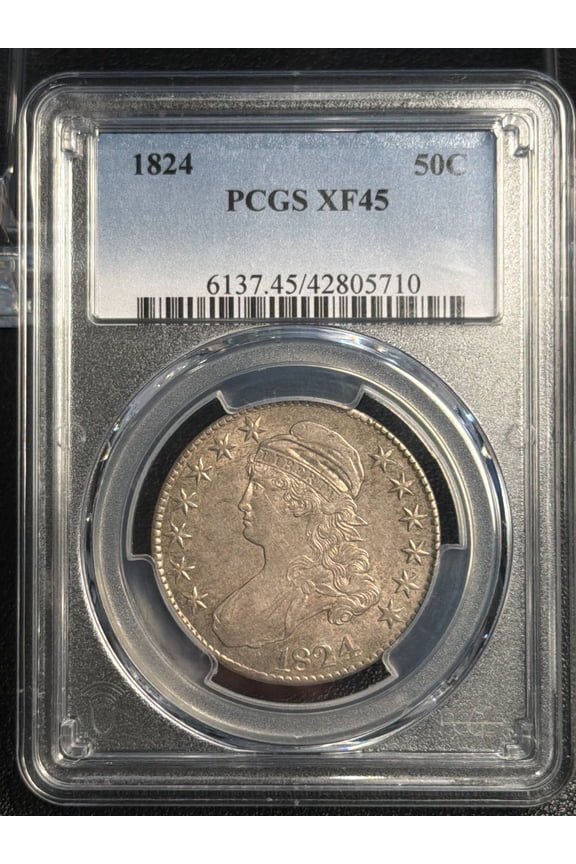 1824 Capped Bust Half Dollars PCGS XF-45 LOOKS 53
