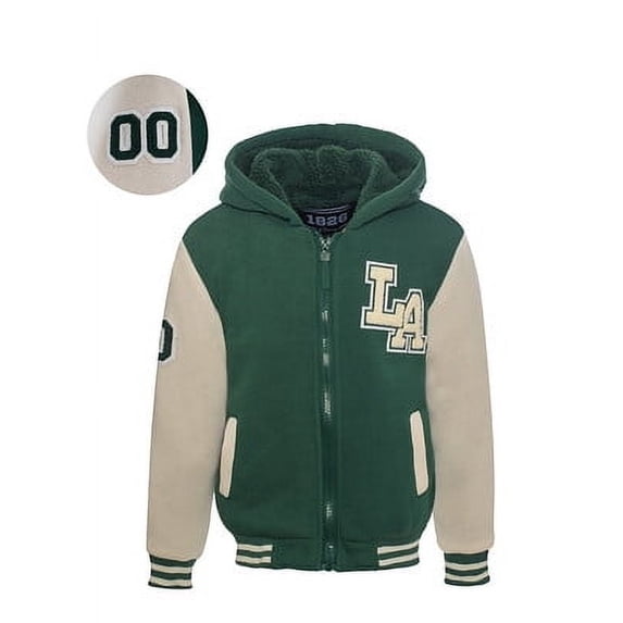 1826 Boy's Varsity Hoodies with Sherpa Lining "LA" patch.Full Zip.