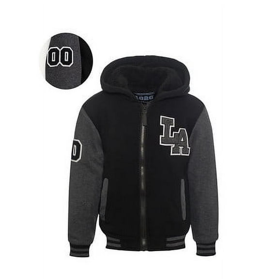 1826 Boy's Varsity Hoodies with Sherpa Lining "LA" patch.Full Zip.