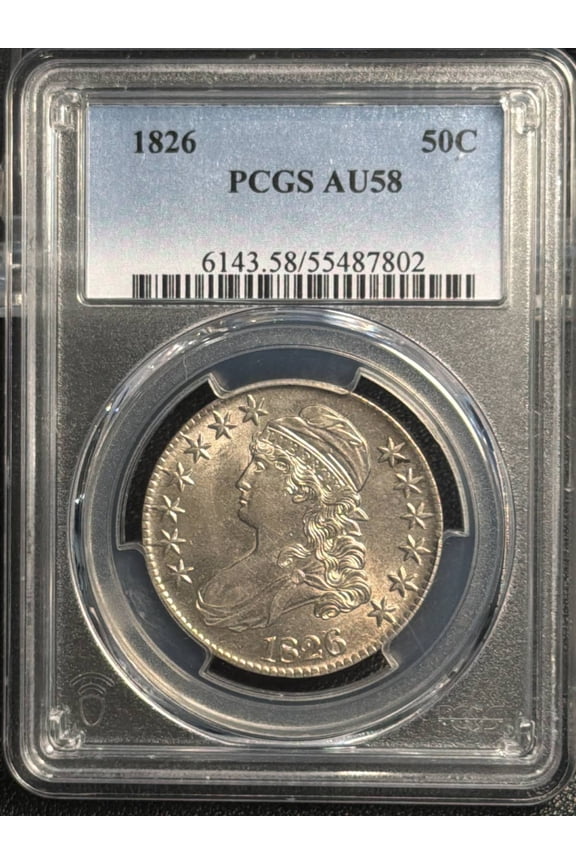 1826 Capped Bust Half Dollars PCGS AU-58 LOOKS BU