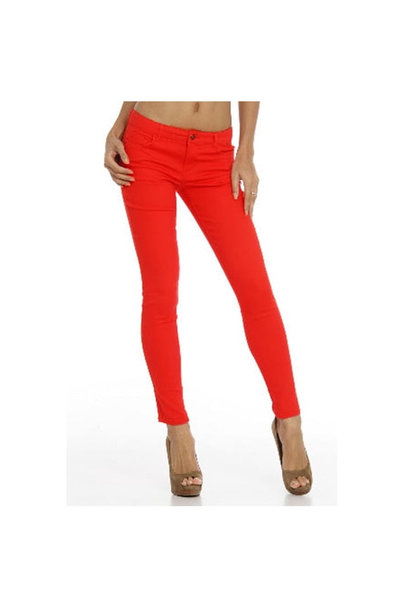 Junior Low-rise 5 Pockets Classic Skinny Twill Cotton Pants.