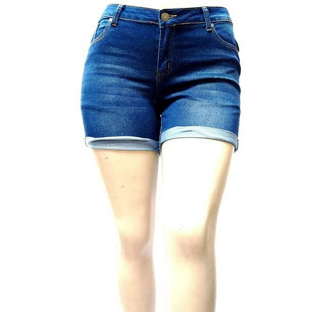 1826 Jeans Women's Plus Size Cuff Rolled Capri Bermuda Short Curvy Denim Jean - 2799