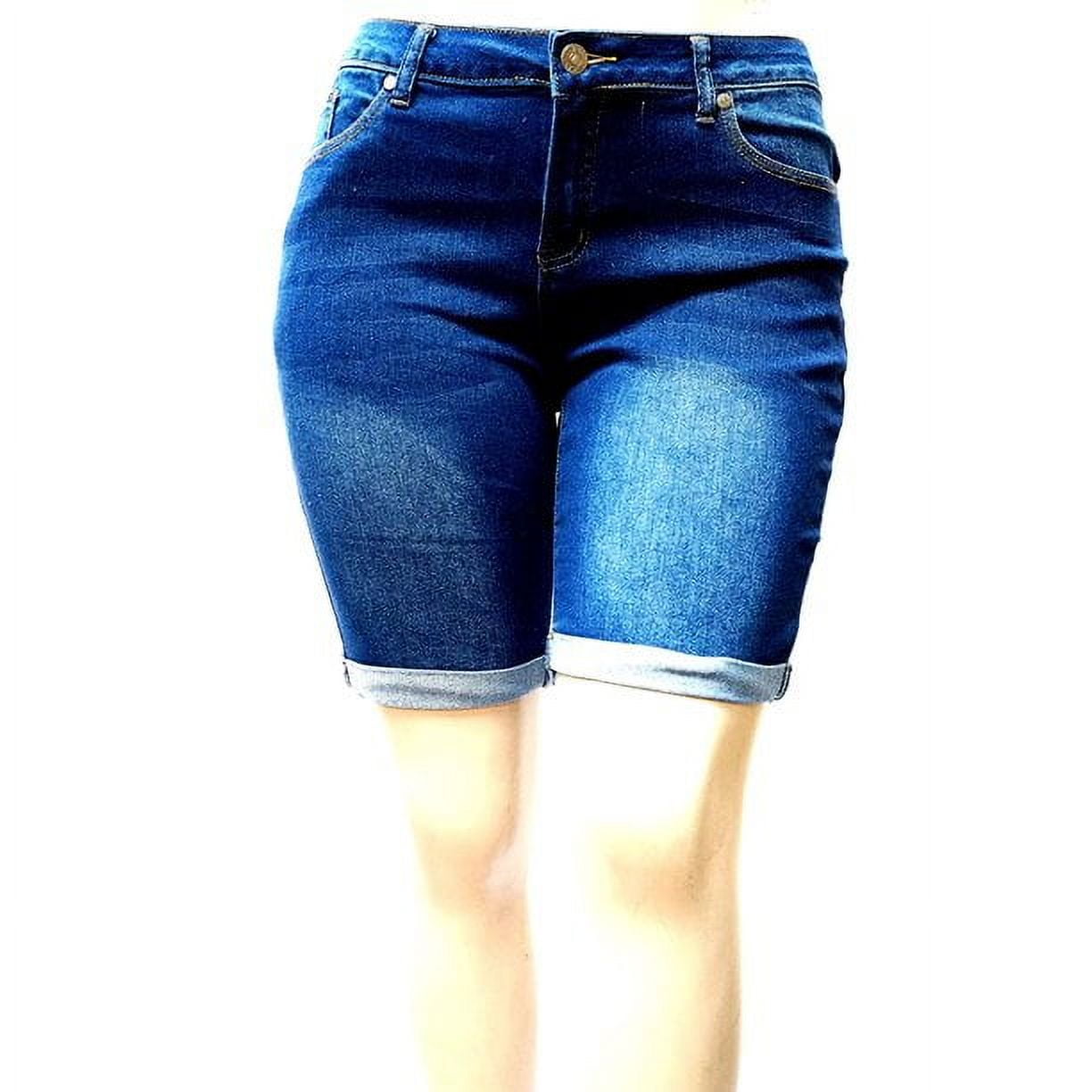 1826 Jeans Women's Plus Size Cuff Rolled Capri Bermuda Short Curvy Denim  Jean - 2899 