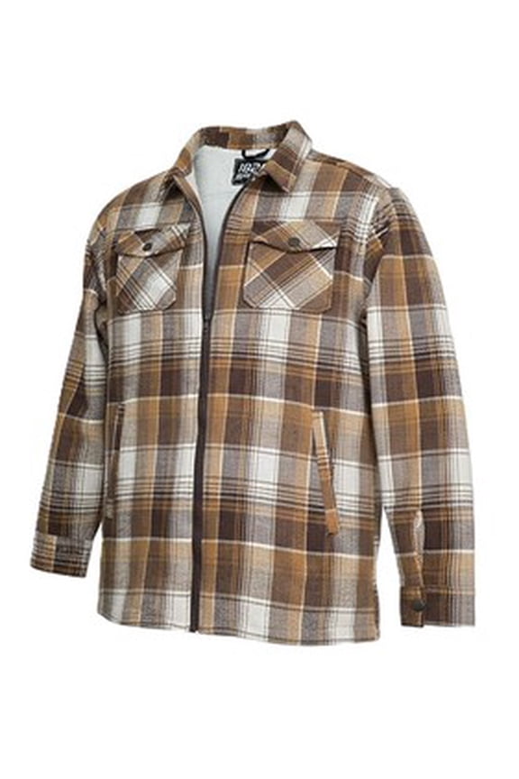 1826 Men's Sherpa-Lined Flannel Shackets- Warm Zip-Up Layer for Cold Weather - Classic Fleece Plaid Pattern - Perfect for Hiking, Camping, & Everyday Winter Wear