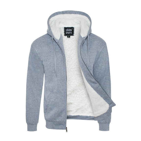 1826 Sports Men's Soft Sherpa Lined Fleece Hoodie Full Zip