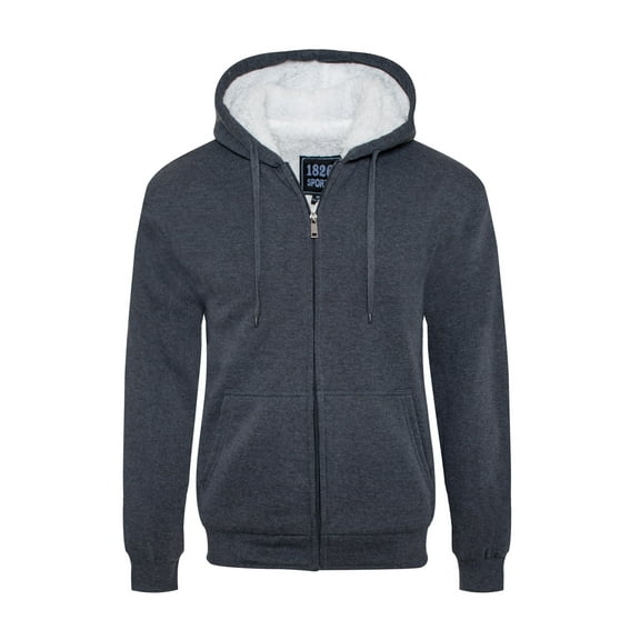 1826 Sports Men's Soft Sherpa Lined Fleece Hoodie Full Zip